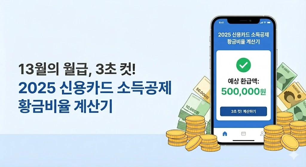 2025년 신용카드 소득공제 한도 계산기와 예상 환급금 이미지
