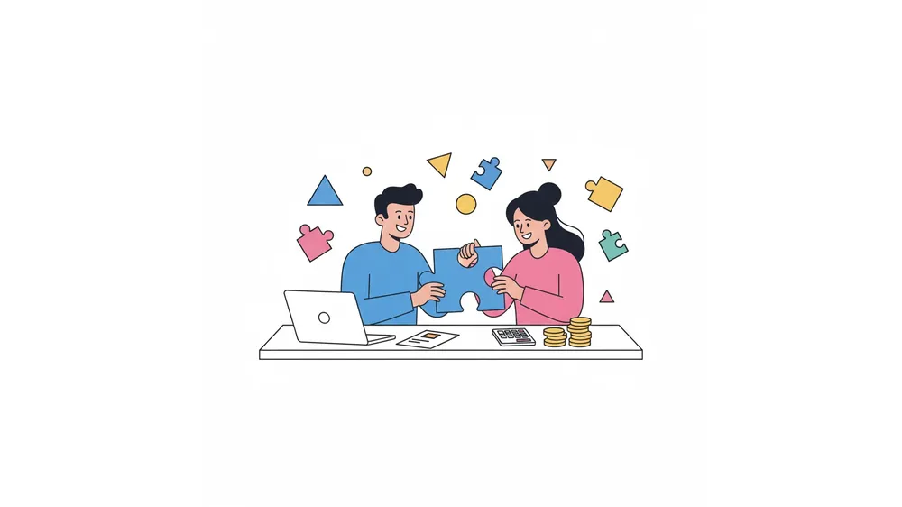 맞벌이 부부의 연말정산 카드 공제 몰아주기 전략을 의논하는 모습