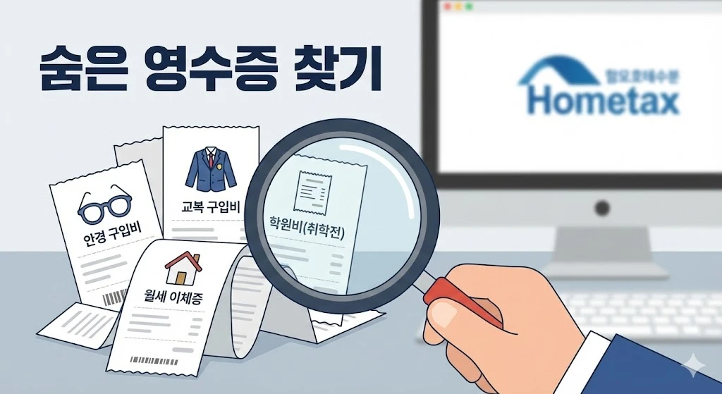 안경 구입비, 교복, 월세 등 국세청 연말정산 간소화 서비스에서 빠진 숨은 영수증 찾기