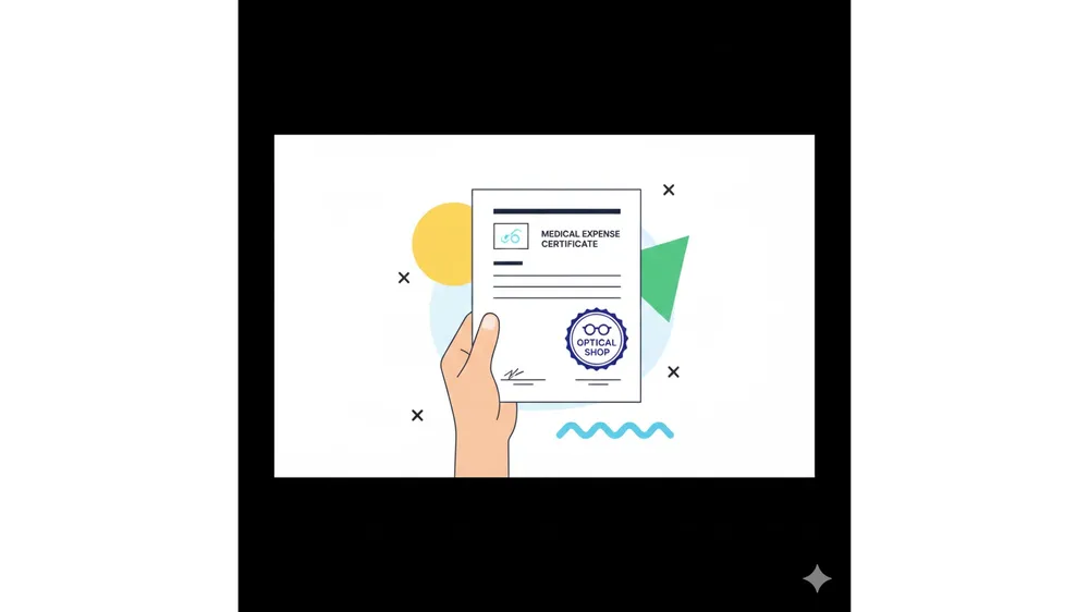 수동으로 발급받은 안경 콘택트렌즈 영수증 증빙 서류