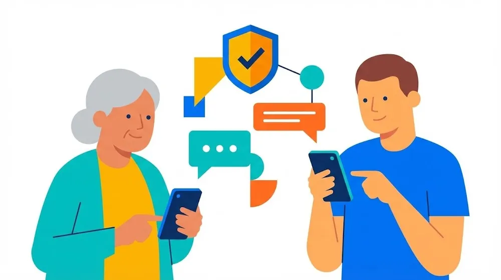 부모님이 스마트폰으로 홈택스 부양가족 자료제공 동의 본인인증을 진행하는 장면