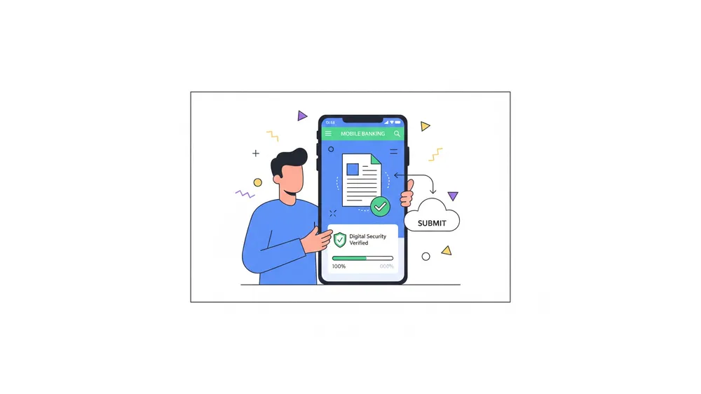 스마트폰 뱅킹 앱을 통해 무주택 확인서를 제출하는 모습