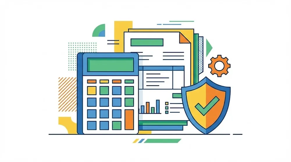 연말정산 의료비 공제와 실비보험 청구 관계를 설명하는 세무 및 계산기 아이콘