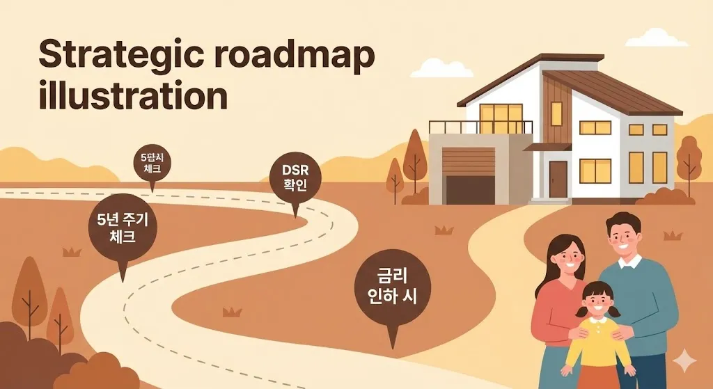 성공적인 주택담보대출 금리 비교를 통한 5년 주기형 상품 활용 전략 인포그래픽