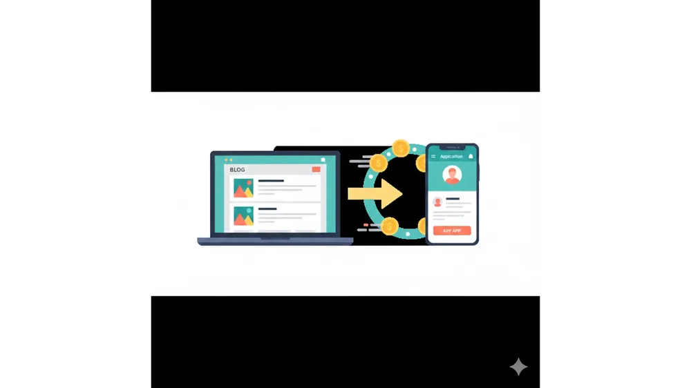 블로그와 앱 매출이 결합되어 1인 개발 수익이 발생하는 구조도