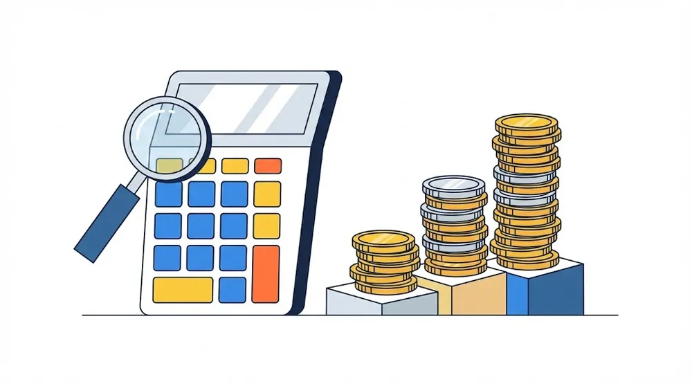 연봉 구간별 2026년 건강보험료 변화를 시뮬레이션하는 계산기와 금융 아이콘