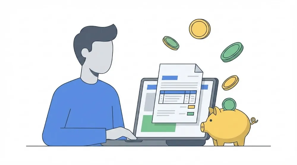 연말정산 기부금 영수증 누락 여부를 확인하는 직장인 아빠의 모습