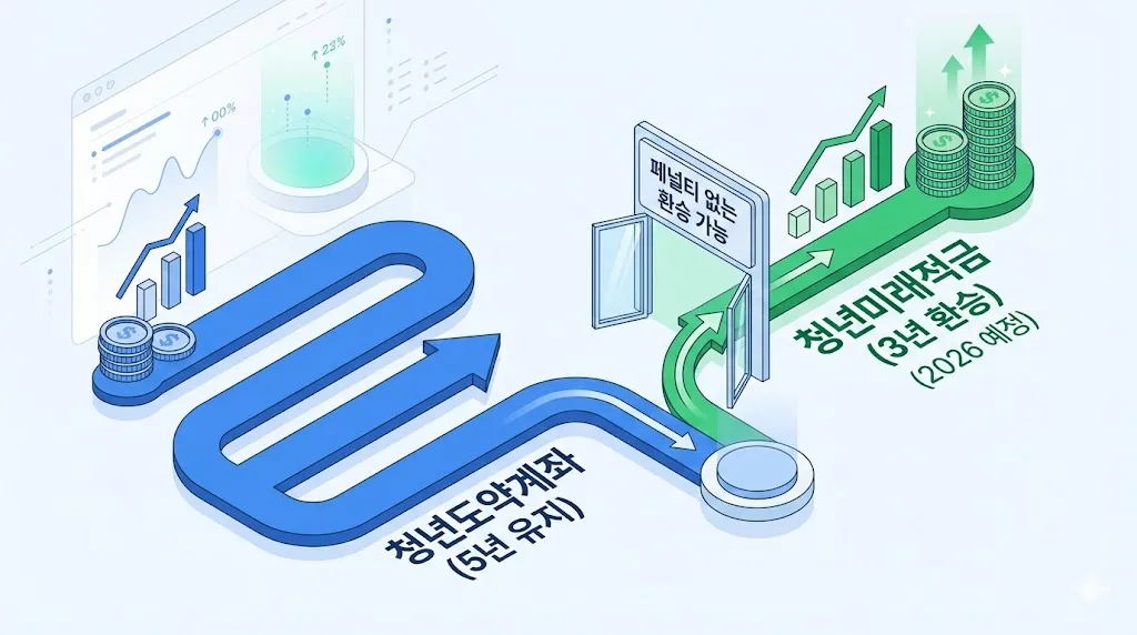 2026년 청년미래적금 출시와 청년도약계좌 간 중도 해지 페널티 없는 환승
