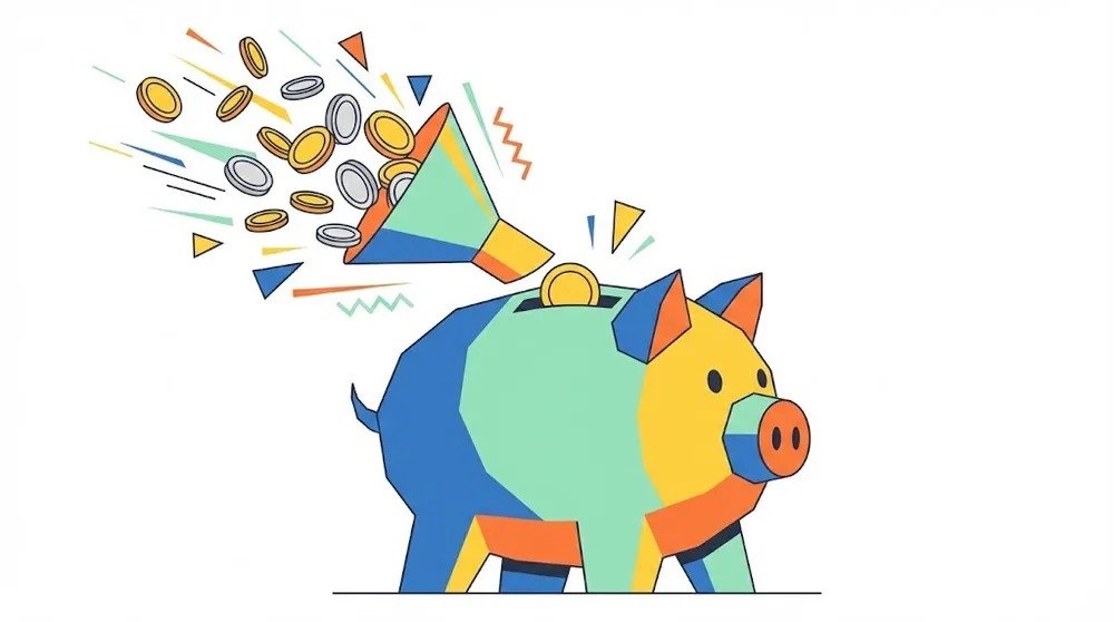 청년 도약 계좌 일시납입의 효율성과 장점을 설명하는 저금통 일러스트