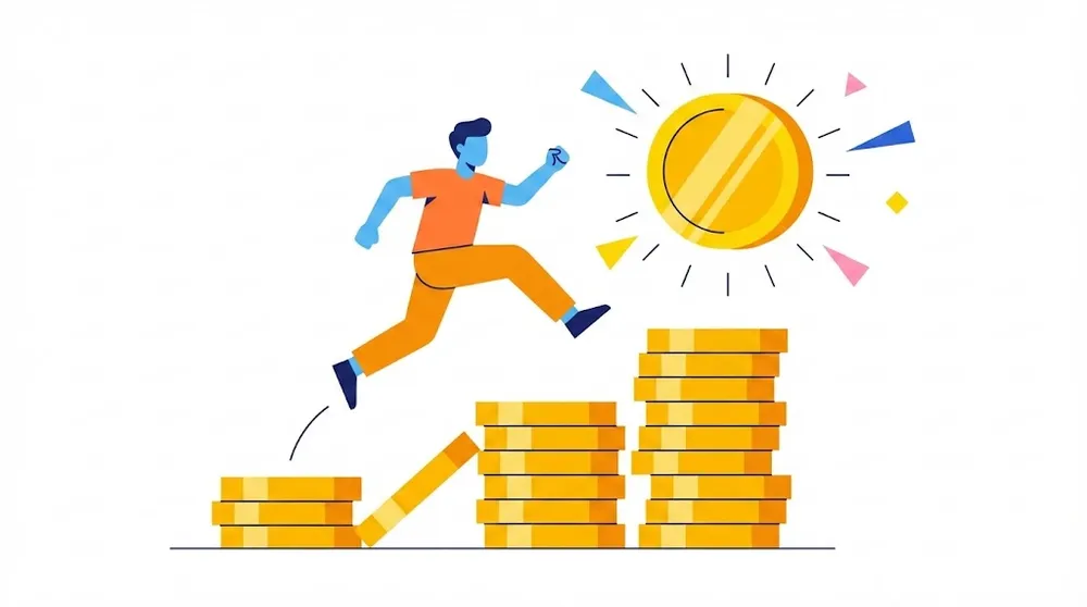 2026년 청년 도약 계좌 일시납입으로 5천만 원 목돈 마련을 형상화한 일러스트