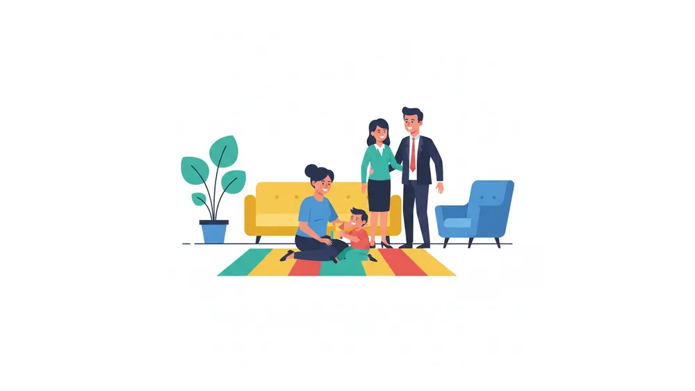 2026년 아이돌봄서비스 정책 완화를 상징하는 따뜻한 육아 지원 일러스트