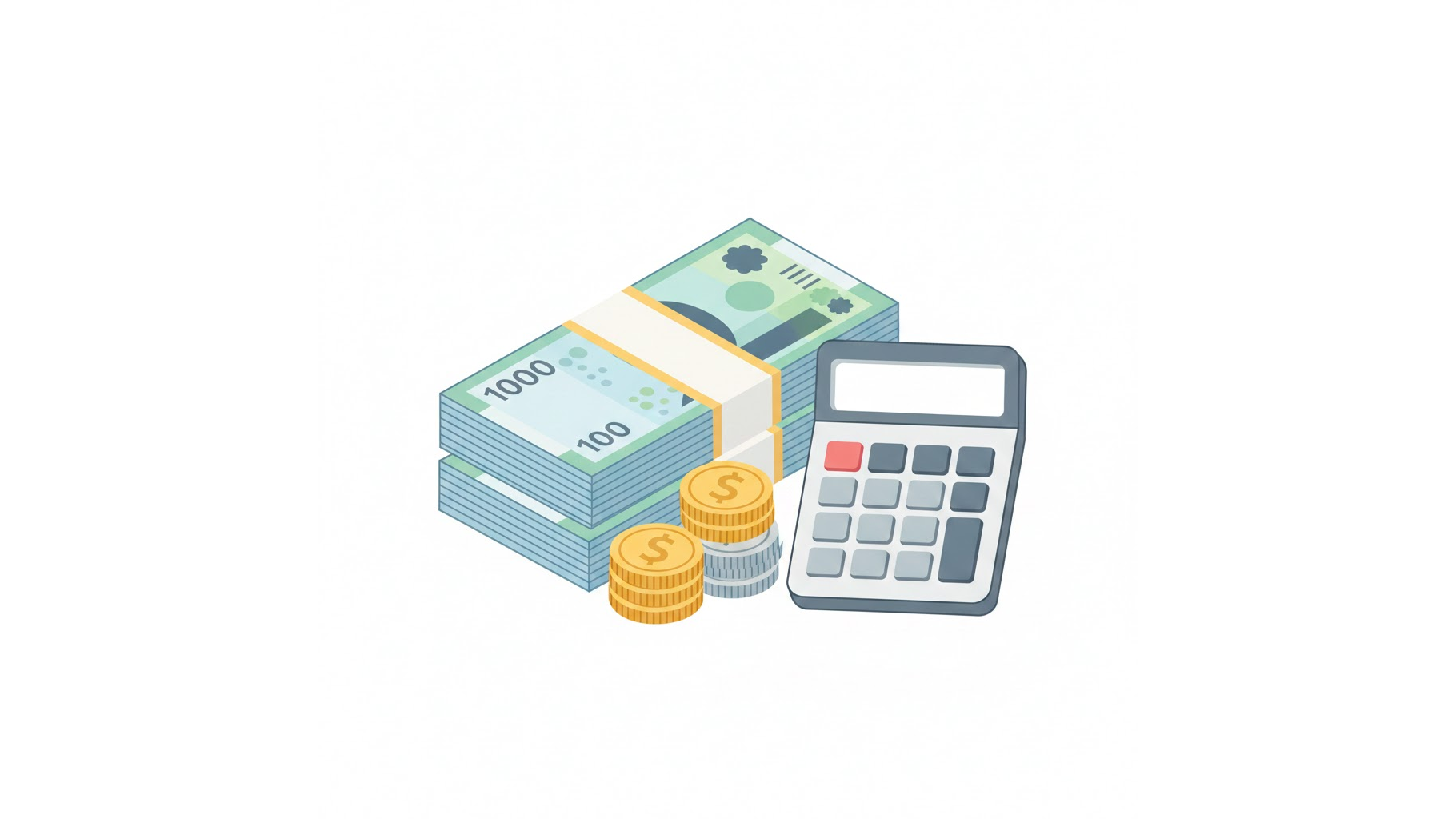 2026년 자활근로 일당 계산기와 현금이 쌓여있는 모습