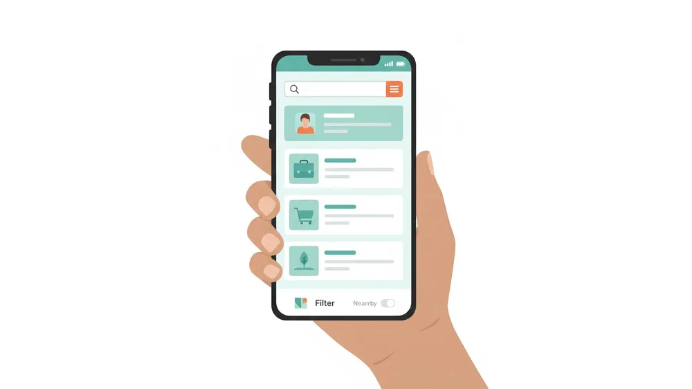 노인일자리여기 사이트를 통해 온라인으로 일자리를 검색하는 스마트폰 화면