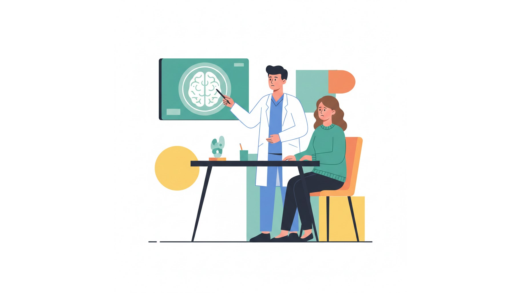 기초수급자 MRI CT 비용 상담을 받는 환자와 의사 일러스트