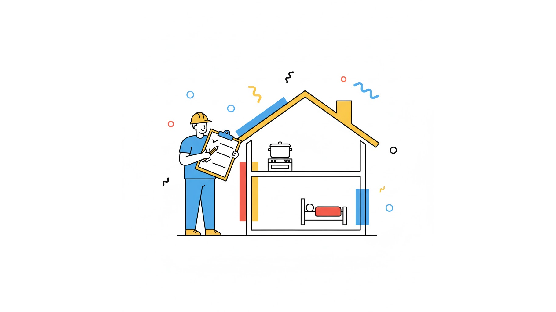 주거급여 수급을 위한 LH 현장 조사 및 필수 주거 요건 확인 일러스트