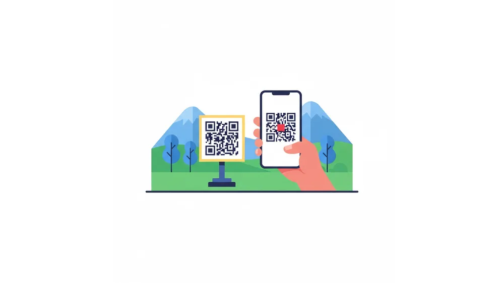 인구감소지역 관광 혜택을 받기 위한 스마트폰 QR 코드 인증 장면