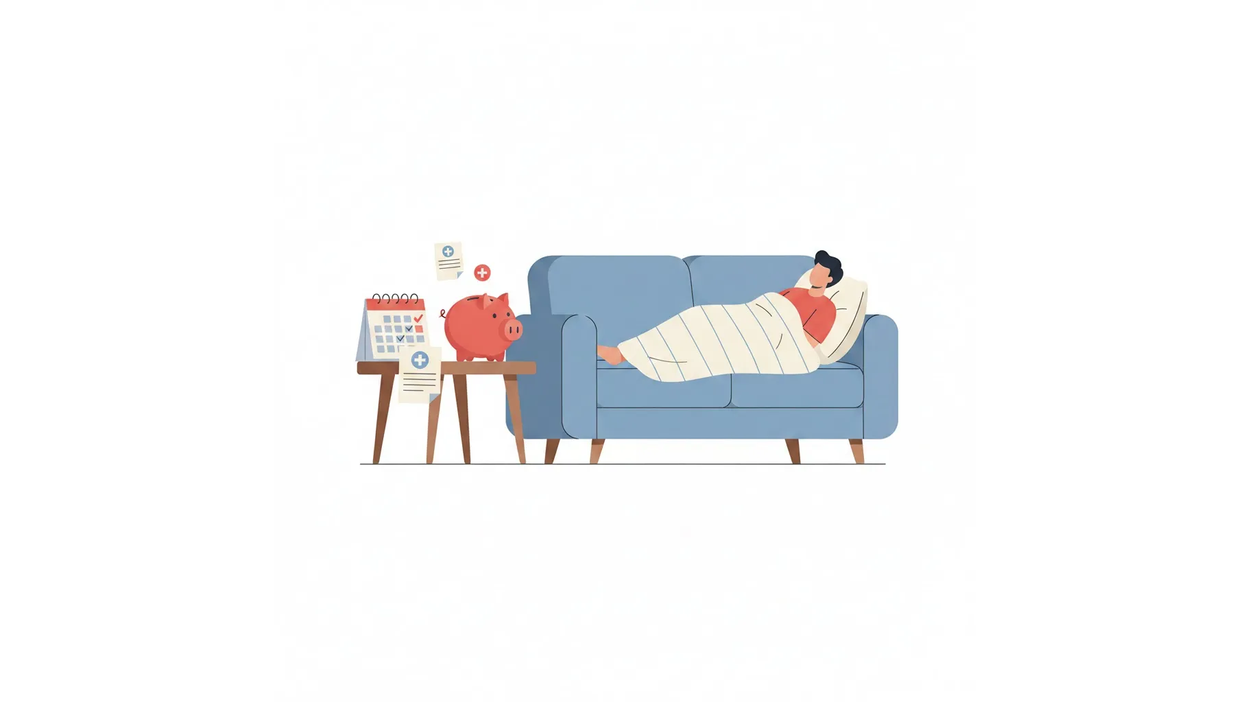 충주 홍성 전주 원주 상병수당 신청을 위해 휴식 중인 근로자 일러스트