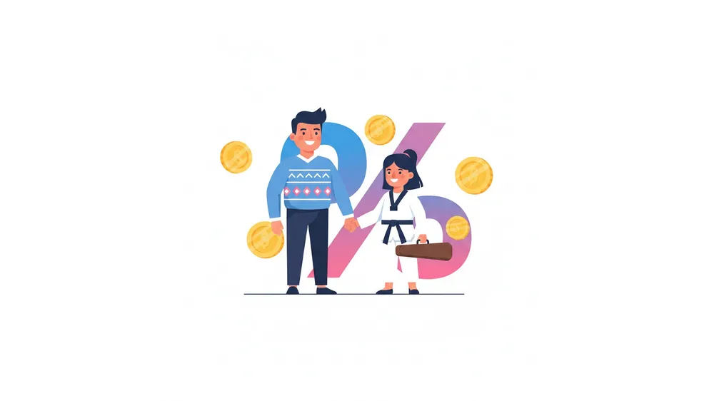 초등학생 예체능 학원비 세액공제 혜택을 받는 아빠와 딸 일러스트