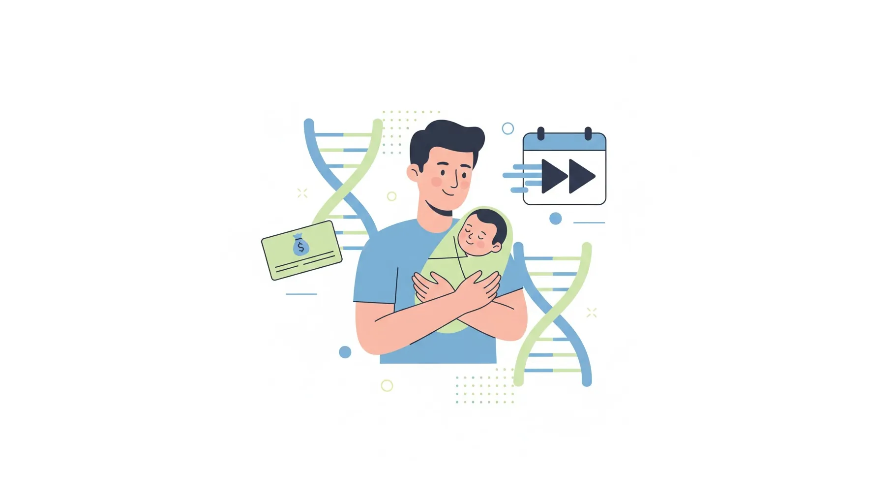 미혼부 유전자 검사로 첫만남이용권을 신청하는 아빠와 아이의 모습